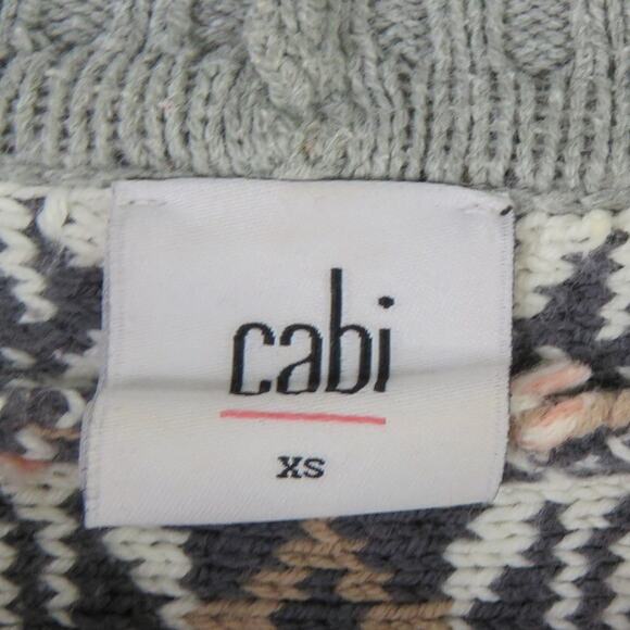 Cabi Fair Isle Poncho Sweater Pink Gray Knit Oversized Slouchy Sweater XS - Picture 5 of 8